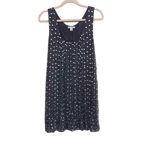 Boston Proper Gray Metallic Beaded Shift Mini Dress Womens Small New Years Party - Picture 1 of 7